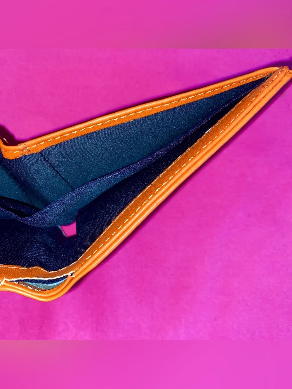 Diamond Supply Co. Orange Leather Bifold Wallet Card Gold